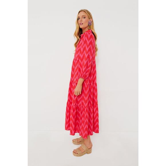 POMANDER PLACE Hot Pink Ikat Mabel Maxi Dress Size M NWT Retail $158 Tuckernuck - Picture 5 of 8